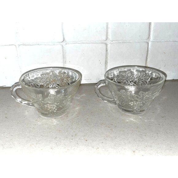 Unbranded Other - Vintage Punchbowl Glasses Used Matching Set of 2 Grapevines